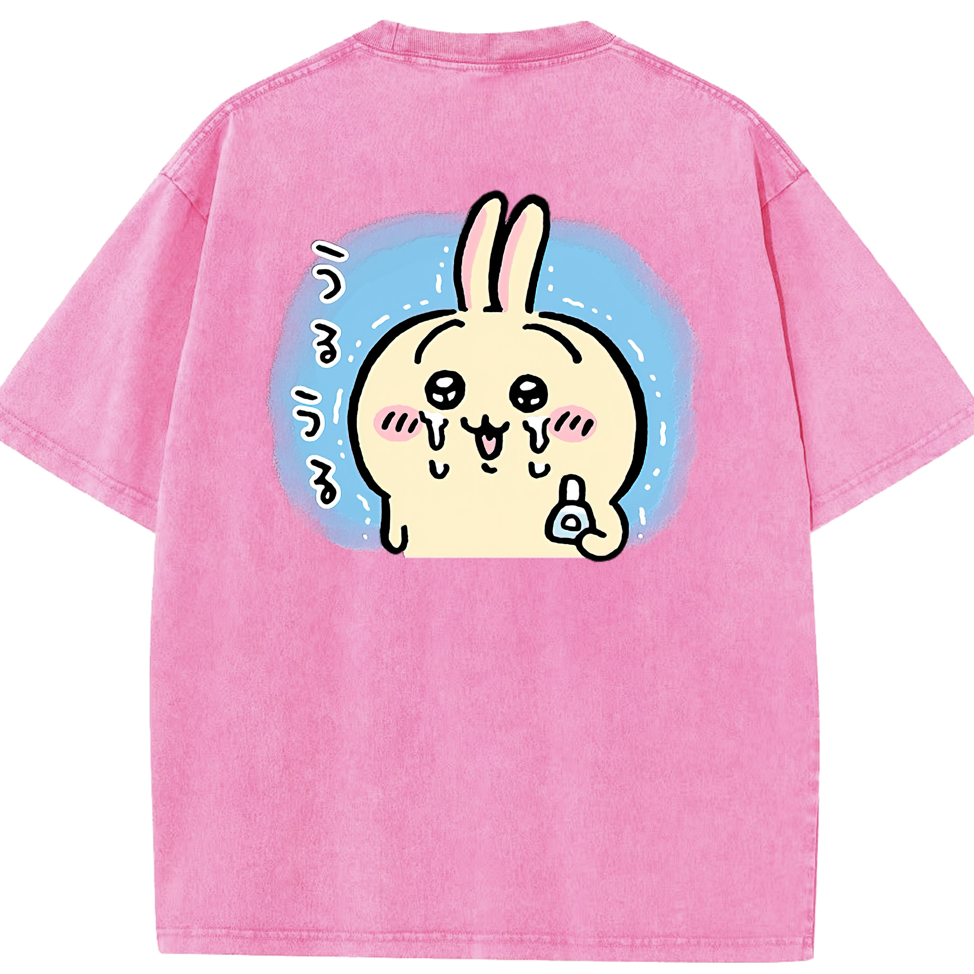 （画像用） ちいかわ うさぎ Chii-kawa usagi 綿100% ヴィンテージ風 半袖Tシャツ（背面プリント）
